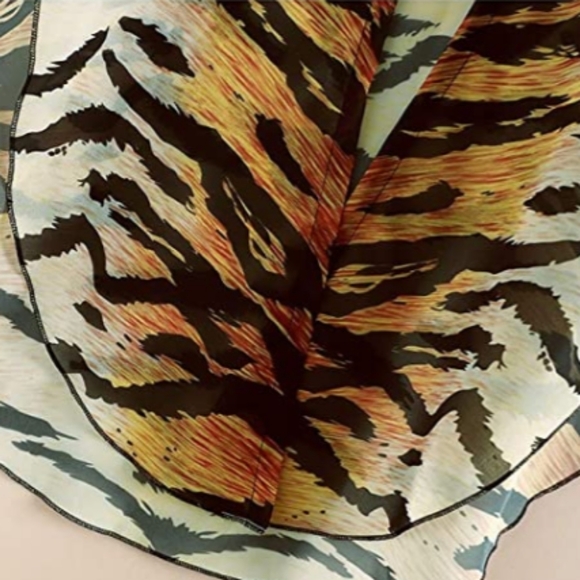 SALE! Last One New Tiger Print Sheer Swim Cover Up Kimono Duster Robe Cardigan - Picture 12 of 13